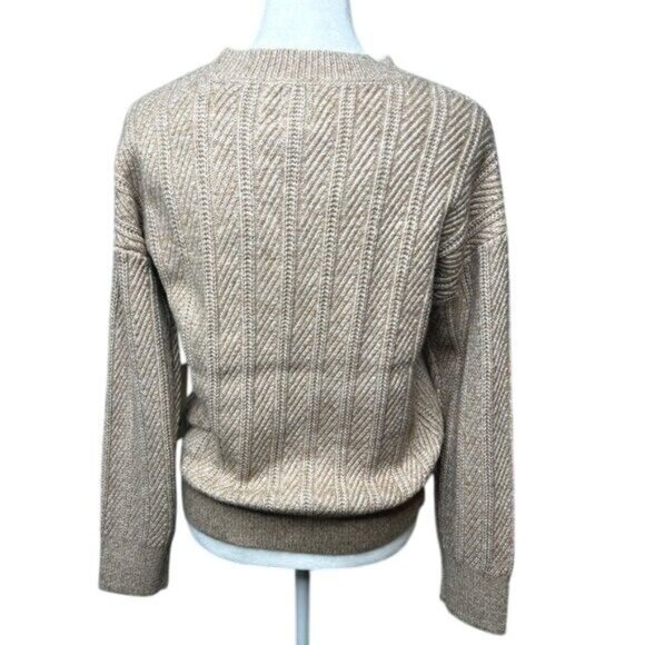 Joie Womens Beige Herringbone Pattern Crewneck Sweater Size Small - Picture 2 of 12